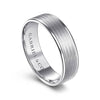 14K White Gold 6mm - Men's Wedding Band in Brushed Finish - MBL0102-60W4JJJ-Gabriel & Co.-Renee Taylor Gallery