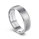 14K White Gold 6mm - Men's Wedding Band in Brushed Finish - MBL0102-60W4JJJ-Gabriel & Co.-Renee Taylor Gallery
