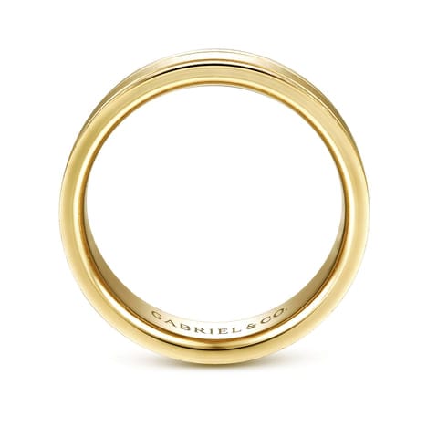 14K Yellow Gold 6mm - Men's Wedding Band in Sandblast Finish - MBH0174-60Y4JJJ-Gabriel & Co.-Renee Taylor Gallery