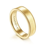 14K Yellow Gold 6mm - Men's Wedding Band in Sandblast Finish - MBH0174-60Y4JJJ-Gabriel & Co.-Renee Taylor Gallery