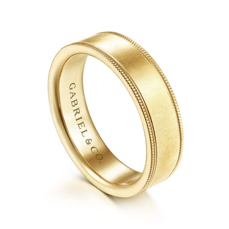14K Yellow Gold 6mm - Men's Wedding Band in Sandblast Finish - MBH0174-60Y4JJJ-Gabriel & Co.-Renee Taylor Gallery