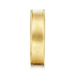 14K Yellow Gold 6mm - Men's Wedding Band in Sandblast Finish - MBH0174-60Y4JJJ-Gabriel & Co.-Renee Taylor Gallery