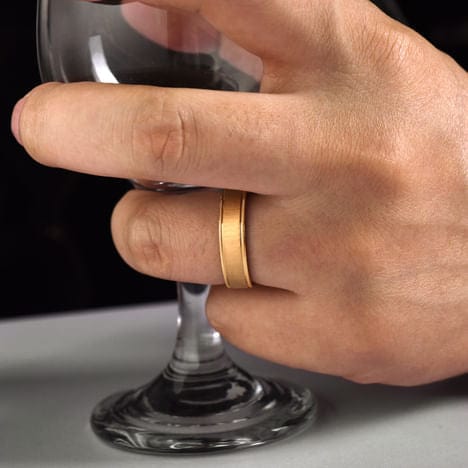 14K Yellow Gold 6mm - Men's Wedding Band in Sandblast Finish - MBH0174-60Y4JJJ-Gabriel & Co.-Renee Taylor Gallery