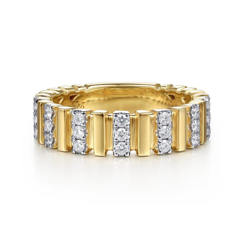 14K Yellow Gold U setting Diamond Anniversary Band Contemporary Collection (Devoted) - AN16939Y44JJ-Gabriel & Co.-Renee Taylor Gallery