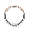 14K White-Rose Gold 7mm - Hammered Station Men's Wedding Band - MBM0116-70T4JJJ-Gabriel & Co.-Renee Taylor Gallery