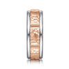 14K White-Rose Gold 7mm - Hammered Station Men's Wedding Band - MBM0116-70T4JJJ-Gabriel & Co.-Renee Taylor Gallery