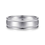 14K White Gold 7mm - Men's Wedding Band in Satin Finish - MBH0133-70W4JJJ-Gabriel & Co.-Renee Taylor Gallery
