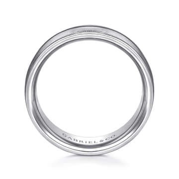 14K White Gold 7mm - Men's Wedding Band in Satin Finish - MBH0133-70W4JJJ-Gabriel & Co.-Renee Taylor Gallery