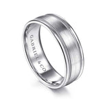 14K White Gold 7mm - Men's Wedding Band in Satin Finish - MBH0133-70W4JJJ-Gabriel & Co.-Renee Taylor Gallery