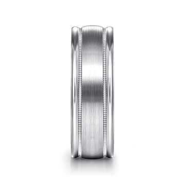 14K White Gold 7mm - Men's Wedding Band in Satin Finish - MBH0133-70W4JJJ-Gabriel & Co.-Renee Taylor Gallery