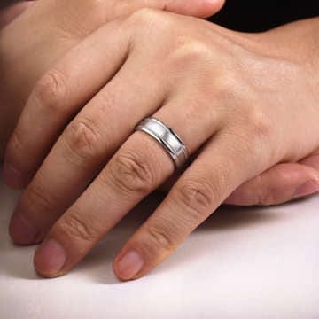 14K White Gold 7mm - Men's Wedding Band in Satin Finish - MBH0133-70W4JJJ-Gabriel & Co.-Renee Taylor Gallery