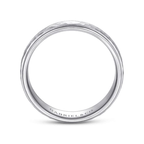 14K White Gold 6mm - Hammered Finish Men's Wedding Band - MBM0112-60W4JJJ-Gabriel & Co.-Renee Taylor Gallery