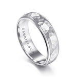 14K White Gold 6mm - Hammered Finish Men's Wedding Band - MBM0112-60W4JJJ-Gabriel & Co.-Renee Taylor Gallery