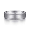 14K White Gold 6mm - Satin Polish Center and Milgrain Edge Men's Wedding Band - MBM0128-60W4JJJ-Gabriel & Co.-Renee Taylor Gallery