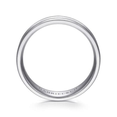 14K White Gold 6mm - Satin Polish Center and Milgrain Edge Men's Wedding Band - MBM0128-60W4JJJ-Gabriel & Co.-Renee Taylor Gallery