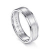 14K White Gold 6mm - Satin Polish Center and Milgrain Edge Men's Wedding Band - MBM0128-60W4JJJ-Gabriel & Co.-Renee Taylor Gallery