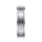 14K White Gold 6mm - Satin Polish Center and Milgrain Edge Men's Wedding Band - MBM0128-60W4JJJ-Gabriel & Co.-Renee Taylor Gallery