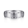14K White Gold 6mm - Satin Finish Men's Wedding Band with Carved Edge - MBM0105-60W4JJJ-Gabriel & Co.-Renee Taylor Gallery