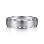 14K White Gold 6mm - Satin Finish Men's Wedding Band with Carved Edge - MBM0105-60W4JJJ-Gabriel & Co.-Renee Taylor Gallery