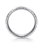14K White Gold 6mm - Satin Finish Men's Wedding Band with Carved Edge - MBM0105-60W4JJJ-Gabriel & Co.-Renee Taylor Gallery