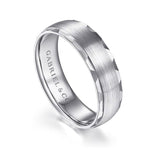 14K White Gold 6mm - Satin Finish Men's Wedding Band with Carved Edge - MBM0105-60W4JJJ-Gabriel & Co.-Renee Taylor Gallery