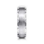 14K White Gold 6mm - Satin Finish Men's Wedding Band with Carved Edge - MBM0105-60W4JJJ-Gabriel & Co.-Renee Taylor Gallery
