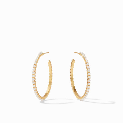 Juliet Hoop Gold Pearl Earrings - HP058GPL-Julie Vos-Renee Taylor Gallery