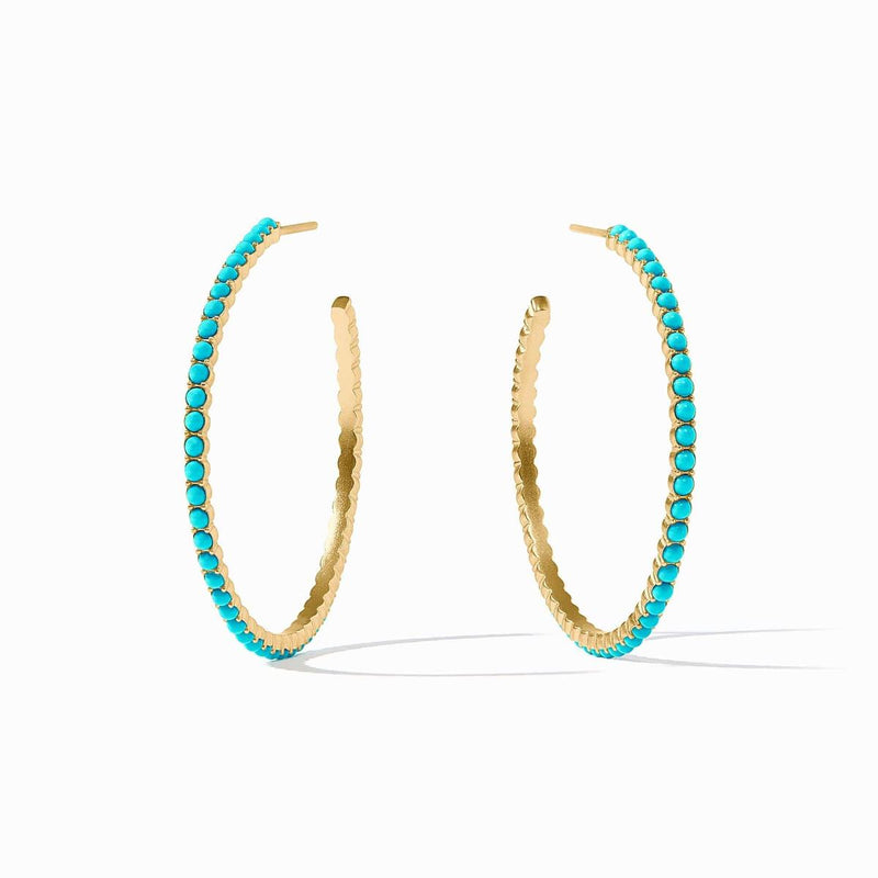 Juliet Turquoise Blue Hoop Earrings - HP058GTQ-Julie Vos-Renee Taylor Gallery