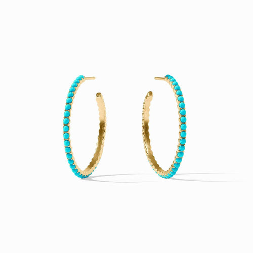 Juliet Turquoise Blue Hoop Earrings - HP058GTQ-Julie Vos-Renee Taylor Gallery