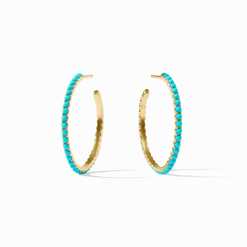 Juliet Turquoise Blue Hoop Earrings - HP058GTQ-Julie Vos-Renee Taylor Gallery