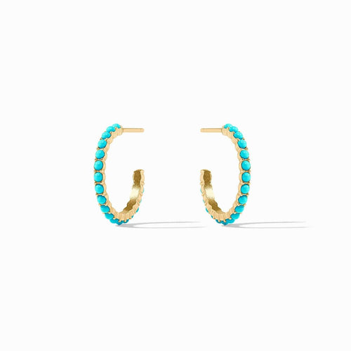Juliet Turquoise Blue Hoop Earrings - HP058GTQ-Julie Vos-Renee Taylor Gallery
