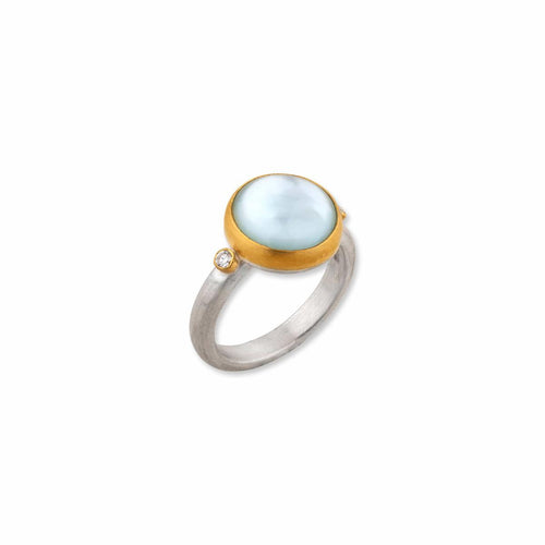 Kami Blue Topaz Doublet Ring with Diamond by Lika Behar