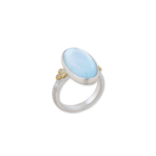 Karnak Ring with Blue Topaz & Diamond by Lika Behar