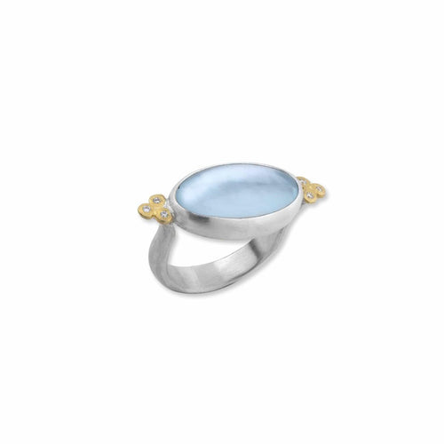 Karnak Ring with Blue Topaz & Diamond by Lika Behar