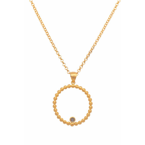 Karma Ball Hoop Labradorite W/ Chain 24K Gold Vermeil Pendant-Joyla-Renee Taylor Gallery