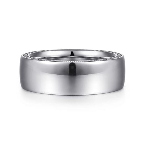 14K White Gold 8mm - Men's Wedding Band in High Polished Finish - MBH0205-80W4JJJ-Gabriel & Co.-Renee Taylor Gallery
