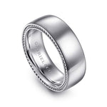 14K White Gold 8mm - Men's Wedding Band in High Polished Finish - MBH0205-80W4JJJ-Gabriel & Co.-Renee Taylor Gallery