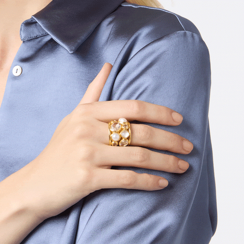 Kaleidoscope Multi Stone Statement Ring - R232GML-Julie Vos-Renee Taylor Gallery
