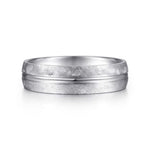 14K White Gold 6mm - Brushed Diamond Cut Men's Wedding Band - MBM0163-60W4JJJ-Gabriel & Co.-Renee Taylor Gallery