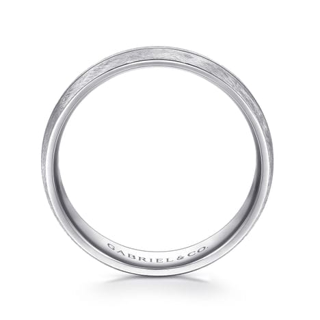 14K White Gold 6mm - Brushed Diamond Cut Men's Wedding Band - MBM0163-60W4JJJ-Gabriel & Co.-Renee Taylor Gallery