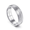 14K White Gold 6mm - Brushed Diamond Cut Men's Wedding Band - MBM0163-60W4JJJ-Gabriel & Co.-Renee Taylor Gallery