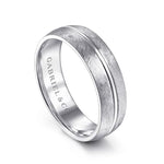 14K White Gold 6mm - Brushed Diamond Cut Men's Wedding Band - MBM0163-60W4JJJ-Gabriel & Co.-Renee Taylor Gallery