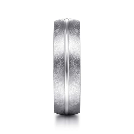 14K White Gold 6mm - Brushed Diamond Cut Men's Wedding Band - MBM0163-60W4JJJ-Gabriel & Co.-Renee Taylor Gallery