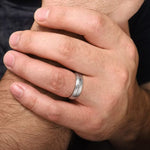 14K White Gold 6mm - Brushed Diamond Cut Men's Wedding Band - MBM0163-60W4JJJ-Gabriel & Co.-Renee Taylor Gallery