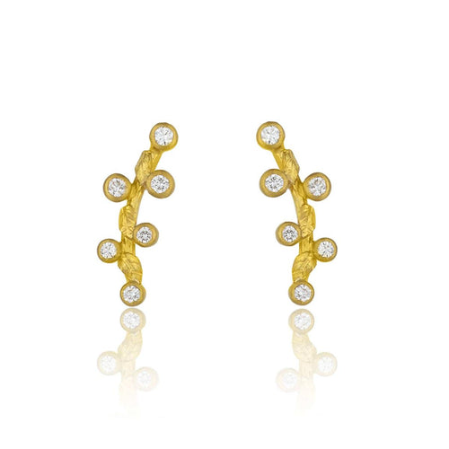 Laurier Mini Ear Climbers with Diamond by Lika Behar