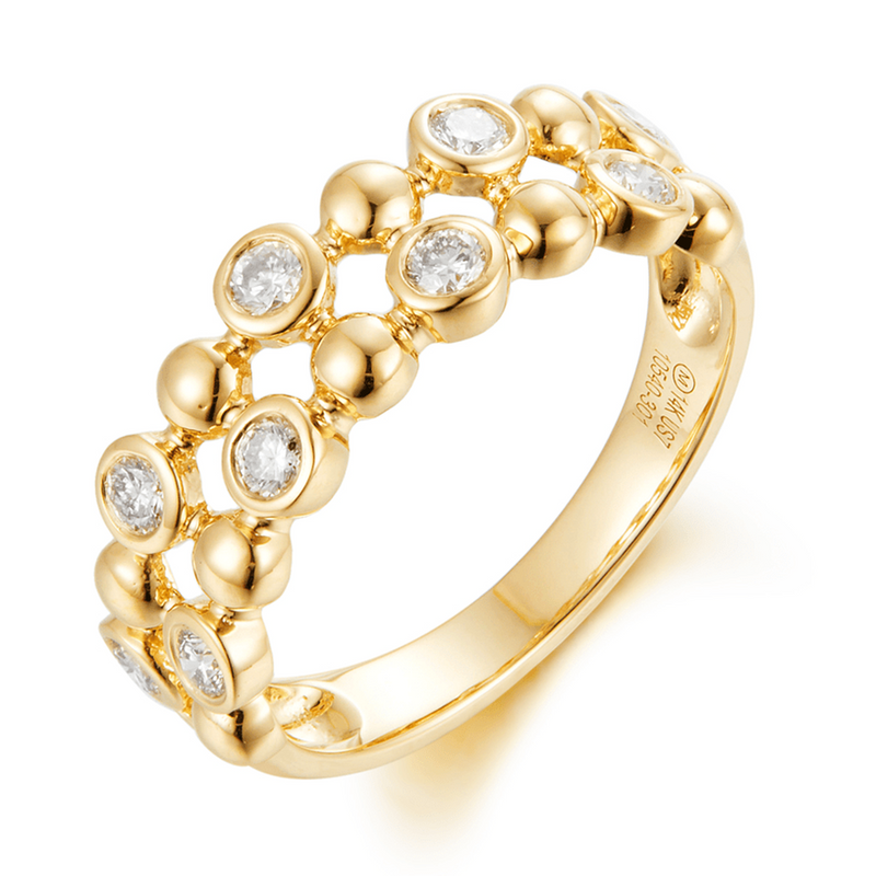 14K Yellow Gold Bezel Diamond Bubble Band - LD10540-303-Heera Moti-Renee Taylor Gallery