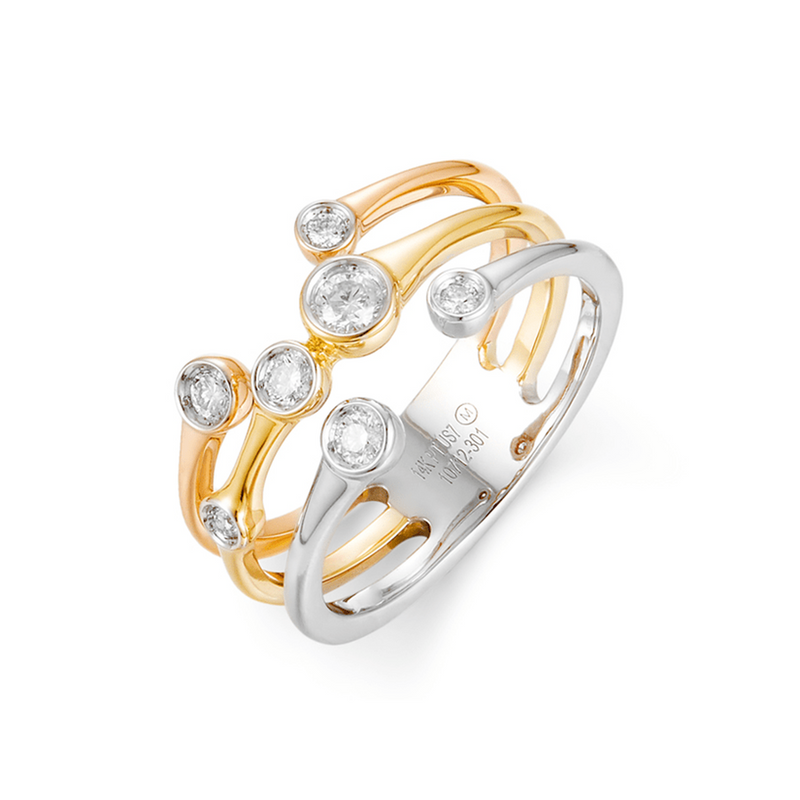 14K Tri-Color Gold Open Band Diamond Ring - LD10712-301-Heera Moti-Renee Taylor Gallery