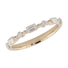 14K Yellow Gold Baguette & Round Diamond Stackable Band - LDB6331-301-Heera Moti-Renee Taylor Gallery