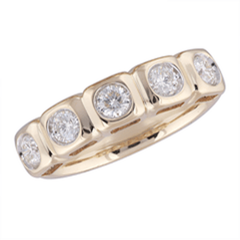 14K Yellow Gold Bezel-Set Round Diamond Band - LDD11440-307-Heera Moti-Renee Taylor Gallery