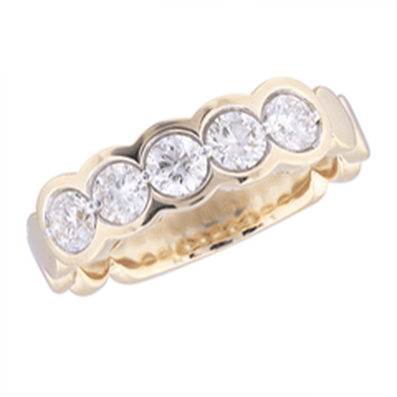 14K Yellow Gold Scalloped Bezel Diamond Band - LDD11528-304-Heera Moti-Renee Taylor Gallery